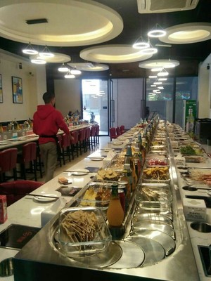 壹欣QW-3阿克蘇旋轉火鍋餐桌 轉轉壽司傳送帶 鐵板燒旋轉設備圖片_高清圖_細節(jié)圖-成都壹欣餐飲管理 -